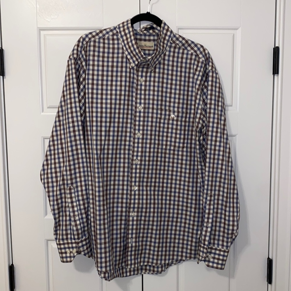 Blue, White, Brown Plaid Button Up by Cotton Brothers